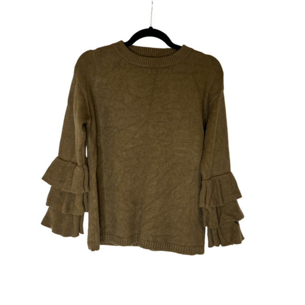 Haute Roque Brown Sweater Ruffle‎ Cuffs Size Medium